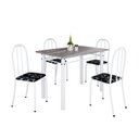 Ver imagem 2 de Conjunto de Mesa Tubular 100cm x 60cm Tampo em Granito com 4 Cadeiras Branco/Preto