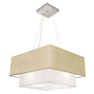 Pendente Quadrado Rustico Bege E Branco Mj-4347