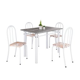 Conjunto de Mesa Tubular 100cm X 60cm Tampo em Granito com 4 Cadeiras - 2