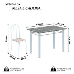 Conjunto de Mesa Tubular 100cm X 60cm Tampo em Granito com 4 Cadeiras - 5