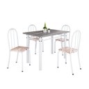 Ver imagem 2 de Conjunto de Mesa Tubular 100cm x 60cm Tampo em Granito com 4 Cadeiras Branco/Bege