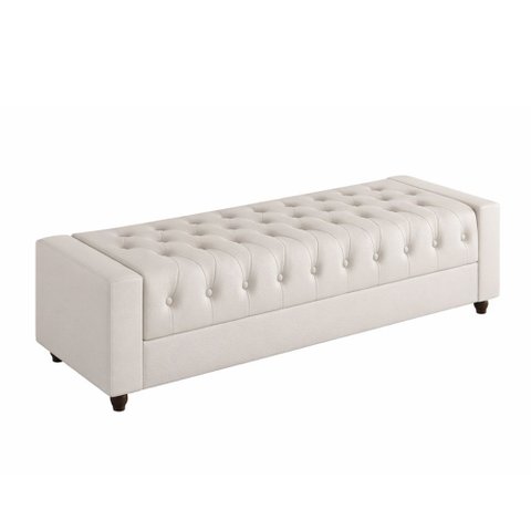 Puff Baú Calçadeira 160cm Heste Courino Off White - Sallar Home
