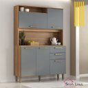 Ver imagem 1 de Kit Cozinha Compacta 5 Portas Luciane:Avelã/Cinza Supremo