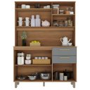 Ver imagem 2 de Kit Cozinha Compacta 5 Portas Luciane:Avelã/Cinza Supremo