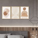 Ver imagem 3 de Kit 3 Quadros Decorativo Sala Ambiente Moldura Pinus Geométrico Minimalista Moderno
