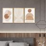 Kit 3 Quadros Decorativo Sala Ambiente Moldura Pinus Geométrico Minimalista Moderno - 3
