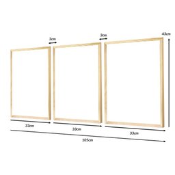 Kit 3 Quadros Decorativo Sala Ambiente Moldura Pinus Geométrico Minimalista Moderno - 4