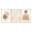 Ver imagem 1 de Kit 3 Quadros Decorativo Sala Ambiente Moldura Pinus Geométrico Minimalista Moderno