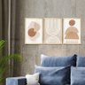 Kit 3 Quadros Decorativo Sala Ambiente Moldura Pinus Geométrico Minimalista Moderno - 2