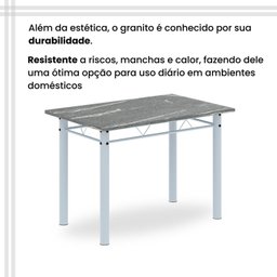 Conjunto de Mesa Tubular 100cm X 60cm Tampo em Granito com 4 Cadeiras - 10