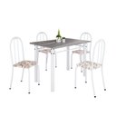 Ver imagem 2 de Conjunto de Mesa Tubular 100cm x 60cm Tampo em Granito com 4 Cadeiras Arabesco/Branco