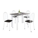 Ver imagem 2 de Conjunto de Mesa Tubular 100cm x 60cm Tampo em Granito com 4 Cadeiras Branco/Preto