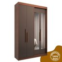 Ver imagem 2 de Guarda Roupa Solteiro com Espelho 4 Portas 2 Gavetas 100% MDF Manila Carvalho Vermontt/Fendi Marrom