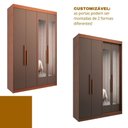 Ver imagem 7 de Guarda Roupa Solteiro com Espelho 4 Portas 2 Gavetas 100% MDF Manila Carvalho Vermontt/Fendi Marrom