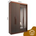 Ver imagem 4 de Guarda Roupa Solteiro com Espelho 4 Portas 2 Gavetas 100% MDF Manila Carvalho Vermontt/Fendi Marrom