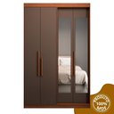 Ver imagem 3 de Guarda Roupa Solteiro com Espelho 4 Portas 2 Gavetas 100% MDF Manila Carvalho Vermontt/Fendi Marrom