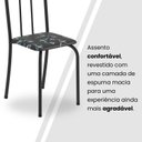 Ver mais imagens de Conjunto de Mesa Tubular 100cm x 60cm Tampo em Granito com 4 Cadeiras Preto/Floral/Txt