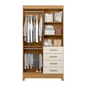Ver imagem 3 de Guarda Roupa Roupeiro Milão 4 Portas 4 Gavetas Detalhes Frisados e Espelho Freijó Off White Moval