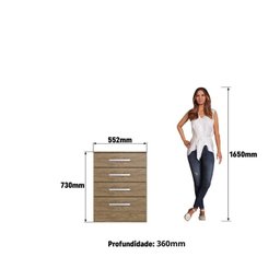 Cômoda para Quarto em Mdp 4 Gavetas - 4