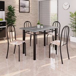 Conjunto de Mesa Tubular 100cm X 60cm Tampo em Granito com 4 Cadeiras - 1