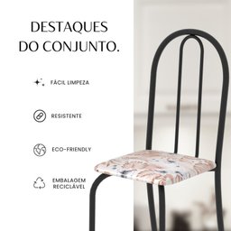 Conjunto de Mesa Tubular 100cm X 60cm Tampo em Granito com 4 Cadeiras - 7