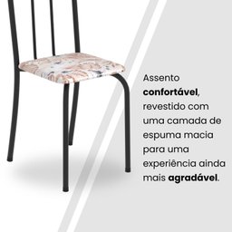 Conjunto de Mesa Tubular 100cm X 60cm Tampo em Granito com 4 Cadeiras - 8