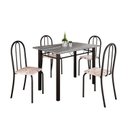 Ver imagem 2 de Conjunto de Mesa Tubular 100cm x 60cm Tampo em Granito com 4 Cadeiras Preto/Bege