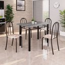 Ver imagem 1 de Conjunto de Mesa Tubular 100cm x 60cm Tampo em Granito com 4 Cadeiras Preto/Bege