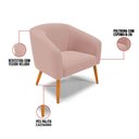Ver imagem 6 de Kit 01 Namoradeira 02 Lugares e 02 Poltronas Stella Veludo Rosê Pés Palito Castanho - D’Rossi