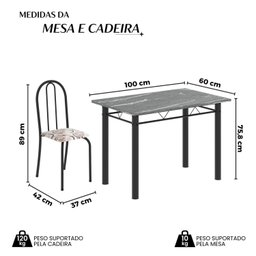 Conjunto de Mesa Tubular 100cm X 60cm Tampo em Granito com 4 Cadeiras - 5