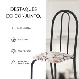 Conjunto de Mesa Tubular 100cm X 60cm Tampo em Granito com 4 Cadeiras - 6