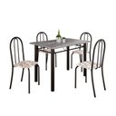 Ver imagem 2 de Conjunto de Mesa Tubular 100cm x 60cm Tampo em Granito com 4 Cadeiras Preto/Arabesco