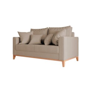 Sofá Namoradeira Beny Base em Madeira Maciça Suede Bege