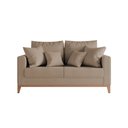 Ver imagem 2 de Sofá Namoradeira Beny Base em Madeira Maciça Suede Bege