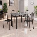 Ver imagem 1 de Conjunto de Mesa Tubular 100cm x 60cm Tampo em Granito com 4 Cadeiras Preto