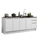Ver imagem 3 de Kit com 2 Balcões de Cozinha Madesa Lux 4 Portas 3 Gavetas (Sem Tampo e Pia) Branco/Branco Veludo