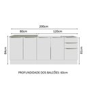 Ver imagem 4 de Kit com 2 Balcões de Cozinha Madesa Lux 4 Portas 3 Gavetas (Sem Tampo e Pia) Branco/Branco Veludo