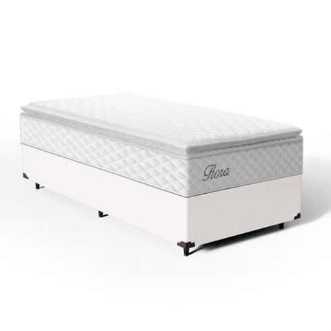 Cama Box com Colchão de Molas Ensacadas Pillow Top Flora Solteiro 88cm