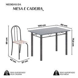 Conjunto de Mesa Tubular 100cm X 60cm Tampo em Granito com 4 Cadeiras - 5