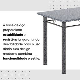 Conjunto de Mesa Tubular 100cm X 60cm Tampo em Granito com 4 Cadeiras - 11