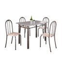 Ver imagem 2 de Conjunto de Mesa Tubular 100cm x 60cm Tampo em Granito com 4 Cadeiras Prata/Bege