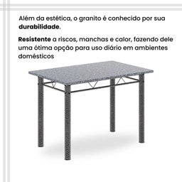 Conjunto de Mesa Tubular 100cm X 60cm Tampo em Granito com 4 Cadeiras - 10