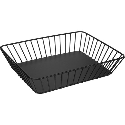 Bandeja Decorativa de Metal Preto 6x30x24cm Servir Mesa Organizar Café Aparador