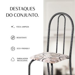 Conjunto de Mesa Tubular 100cm X 60cm Tampo em Granito com 4 Cadeiras - 7