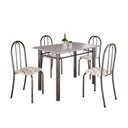 Ver imagem 2 de Conjunto de Mesa Tubular 100cm x 60cm Tampo em Granito com 4 Cadeiras Arabesco/Prata