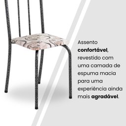 Conjunto de Mesa Tubular 100cm X 60cm Tampo em Granito com 4 Cadeiras - 8