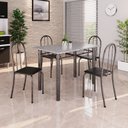 Ver imagem 1 de Conjunto de Mesa Tubular 100cm x 60cm Tampo em Granito com 4 Cadeiras Preto/Prata