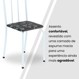 Conjunto de Mesa Tubular 100cm X 60cm Tampo em Granito com 4 Cadeiras - 8