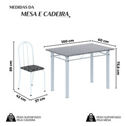 Conjunto de Mesa Tubular 100cm X 60cm Tampo em Granito com 4 Cadeiras - 5