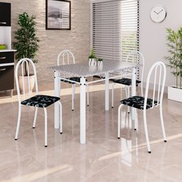 Conjunto de Mesa Tubular 100cm X 60cm Tampo em Granito com 4 Cadeiras - 1